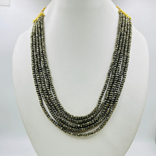 Handcrafted Natural Pyrite Gemstone 5MM Faceted Beads 5 Strands Necklace 740 CRT