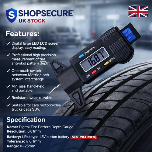 Digital tyre depth gauge - digital,