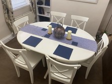 Ikea (I Think) Extendable round/oval Dining Table And 6 Chairs - Fair Condition