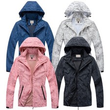Ladies Waterproof Printed Rain Jacket Walking Hiking Mesh Lined Coat UK 8-20