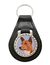 Basenji Leather Key Fob