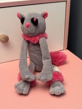 Rare Vintage Marks & Spencer Glam Puss Cat Soft Plush Toy Grey Pink 7313 110 M&S