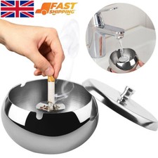 Stainless Steel Ashtray with Lid Windproof for Cigarettes Home Outdoor Ashtrays
