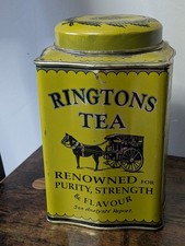 Ringtons Tea Millennium 2000 Yellow Collectors Tin – Removable Lid, Horse & Cart