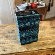 Vintage Bitossi Italian Rimini Blue Pottery Slab Vase - Great!