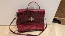 Fabulous Red MOCK CROC Leather Hand Bag Never Used With Shoulder Strap