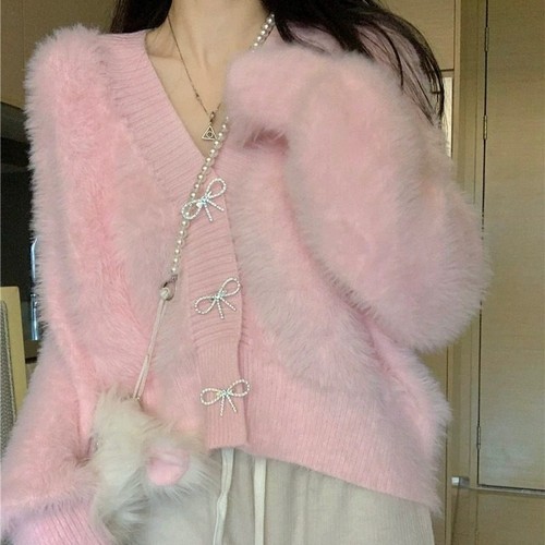Lady casual faux fur sweater - casual,