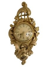 Vintage Gold Wall Clock, Westerstrand Toreboda, Gild Carved Rococo Syle 1960s