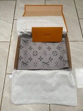 Authentic Louis Vuitton Logomania Scarf - Grey - Used + Box - View description
