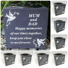 Slate Grey Memorial Flower Vase – Dove & Diamante Detail Grave Plaque Tribute