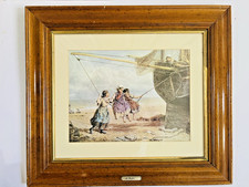 Vintage Framed Double-Matted Print Busy Bee at Shoreham by Myles Birket Foster
