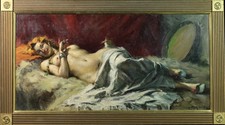 RICHARD DURANDO TOGO (b.1910) GIANT SIGNED FRENCH ARGENTINE OIL - NUDE ON BED