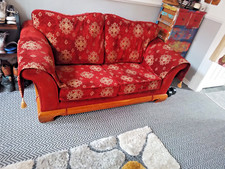 Oriental  2 Seater Fabric Sofa And Matching Chunky Armchair