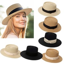 Women Ladies Flat Top Fedora