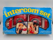 Vintage Intercom Set Red Telephone Toys 1970s in Box - Made in Yugoslavia