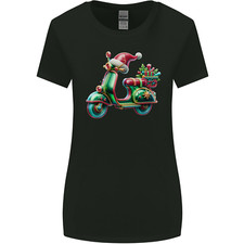 Scooter Christmas Hat MOD Moped Xmas Womens Wider Cut T-Shirt