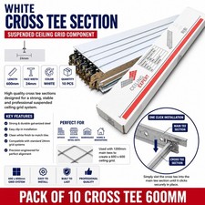 White cross tee section 600mm - tee,
