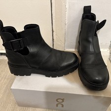 UGG® AUSTRALIA STOCKTON BLACK LEATHER BIKER ANKLE BOOTS UK 5EU 38US 7 RRP £185