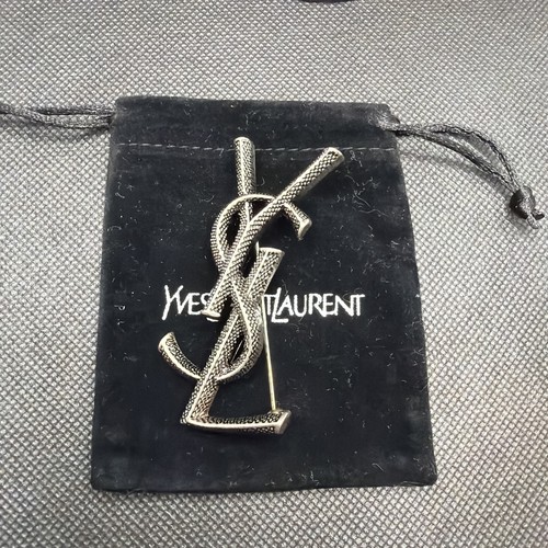Silver tone ysl brooch - tone,