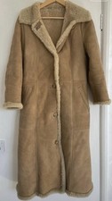 Women’s Morlands Lambskin Sheepskin Long Coat Beige Vintage Size 10