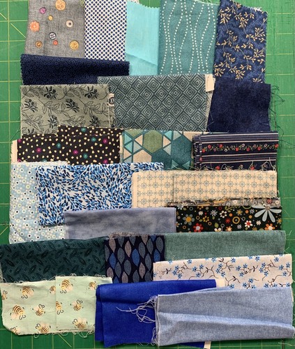 Branded blue fabric scrap bag - blue,