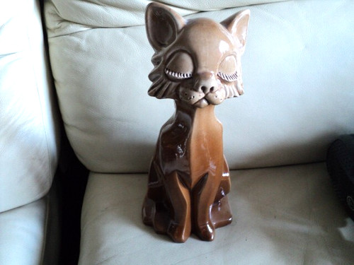 Vintage large cat figurine art - large,