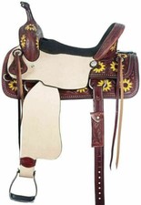 Western Premium Leather Barrel Trail Horse Saddle Tack with Set & All Size ..