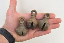 3x  Bronze bells small ornate animal or cattle or goat bell - FREE DELIVERY