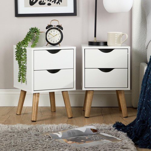 Pair bedside cabinets white - bedside,