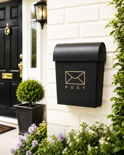 Post box wall - mounted, black