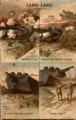 Tank land comic - comic, postcard
