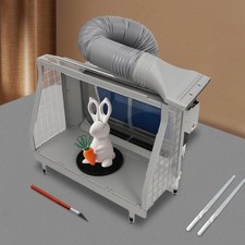 Spray Paint Booth w/3 LED Lights, Dual Filtration Plug for Airbrush Model Craft