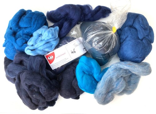Dyed merino wool - , blues
