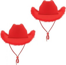 2 x Red Fluffy Texan Cowboy