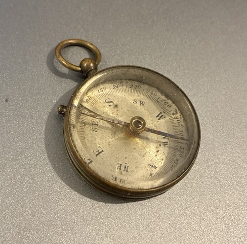 Antique brass pocket - antique, compass