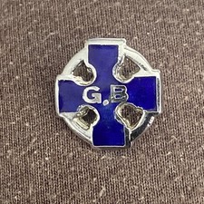 Vintage Girls Brigade G.B. on Cross Silver Tone & Enamel Pin Badge