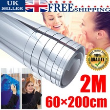 200 x 60cm Mirror Wall Sticker Roll Self Adhesive Stick Room Film Decor Bathroom