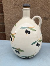 VINTAGE 1990s ITALIAN STONEWARE OLIVE OIL CARAFE JUG or PITCHER by NICOLA FASANO