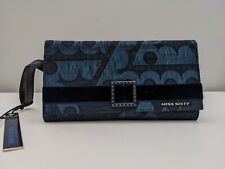 Miss Sixty wristlet navy blue purse bag case clutch crystal 