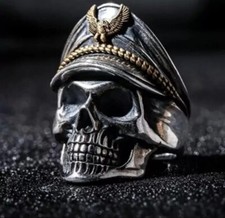 Punk Men's Pirate Captain Skull Gothic Skeleton Ring Band Party Jewelry Sz 7-14