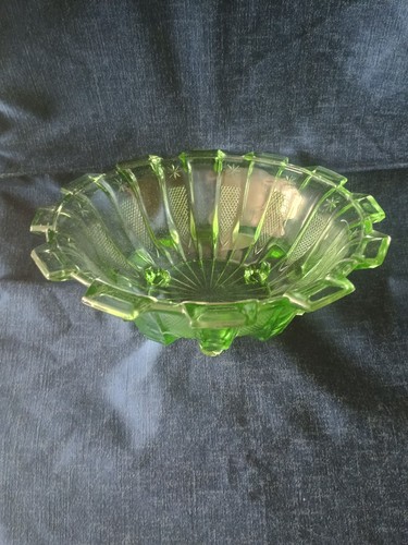 Green glass bowl with - green,