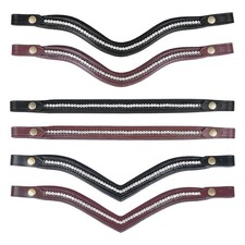 Crystal Studded Leather Brow Band, Western Horse Tack with Decorative Rhinestone