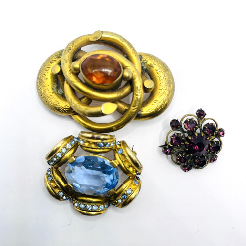 Three antique brooches two - brooches,