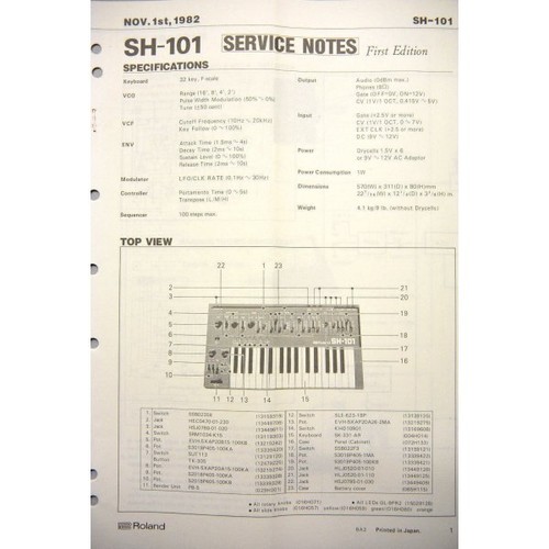 Service notes roland 101 - service, sh-101