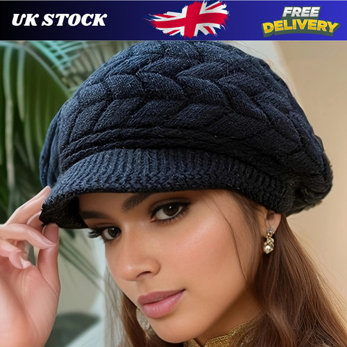 Ladies peaked knitted beanie - peaked,