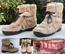 Vintage 80’s La Mondiale Yeti/Snow Boots, 100% FUR (Hair) Après Ski (US 8) UK 6