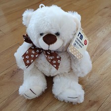 Mothercare Cream Teddy Bear Fluffy Soft Toy Plush Comforter Brown Tie 