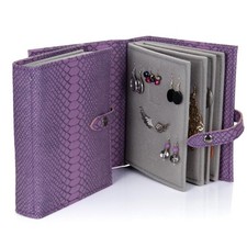 Jewellery Earrings Storage Book Box Jewelry Large Crocodile Purple Women Gift