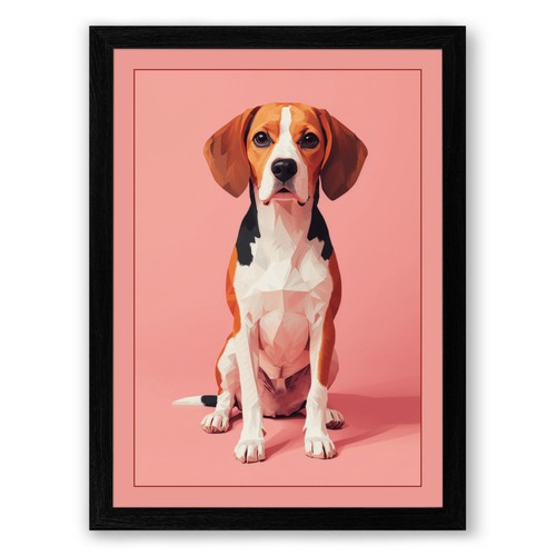 Beagle portrait modern - beagle, framed