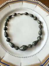 Antique Persian inlaid turquoises mosaic necklace costume jewellery tribal gift